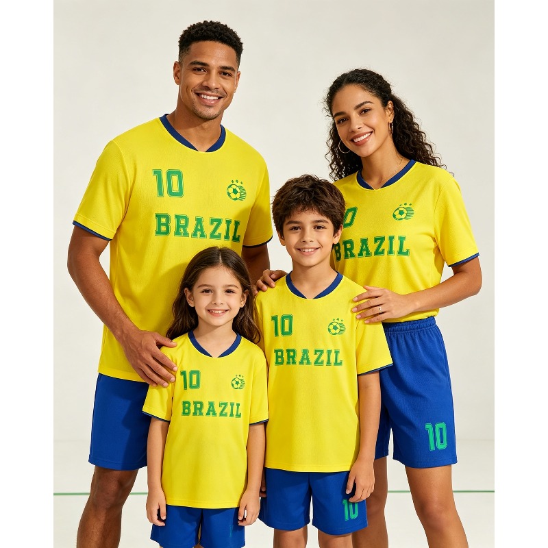 Boyshort Underwear - Familien-Brasilien 10 Fußballtrikot-Set mit Shorts, 2-teilig,