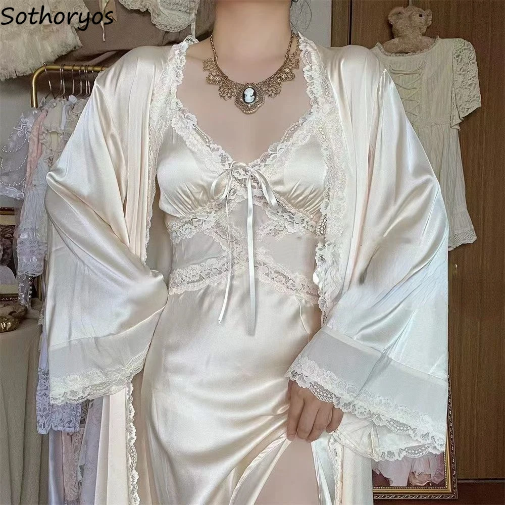 Robe Silk Women - Seide Robe Kleid Sets Frauen Sanfte
