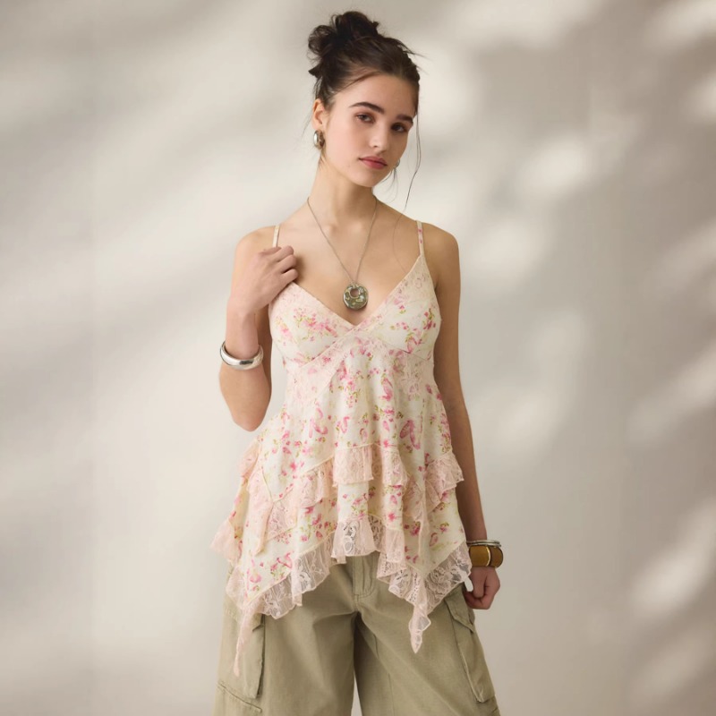 Vintage-Blumen-Chiffon-Cami-To – Cami Top Lace Bewertung und Preis
